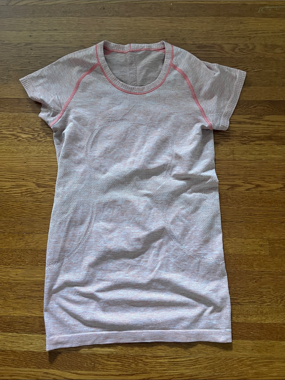 lululemon Swiftly Heathered Light Pink Athletic Tee Dress with Coral Trim